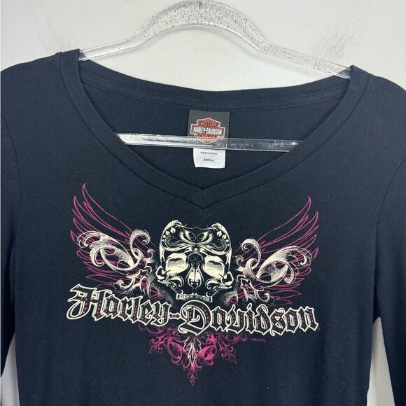 HARLEY DAVIDSON | Tattoo Style NY Graphic Long Sleeve Shirt Women’s Size Small - Picture 3 of 7